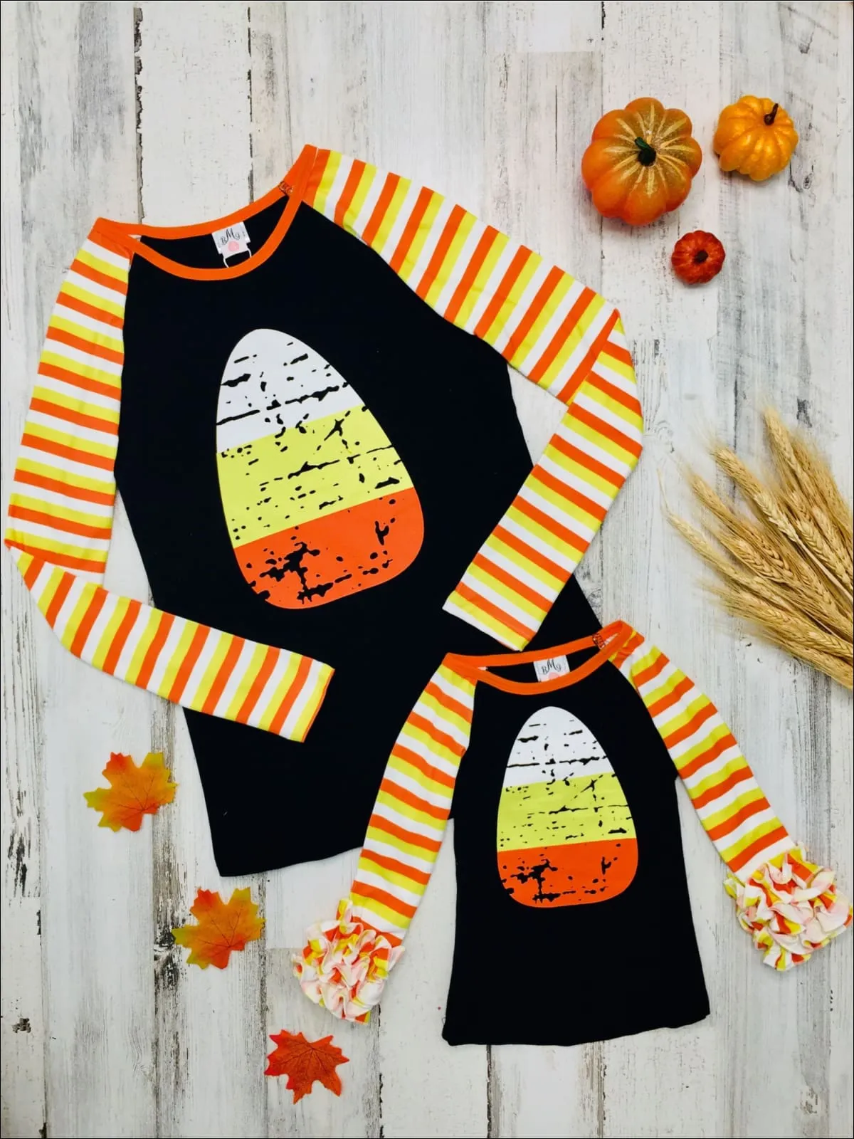 Mommy and Me Candy Corn Raglan Top