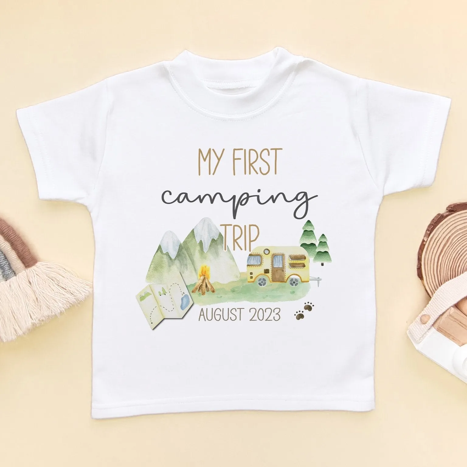 My First Camping Trip Personalised Toddler & Kids T Shirt