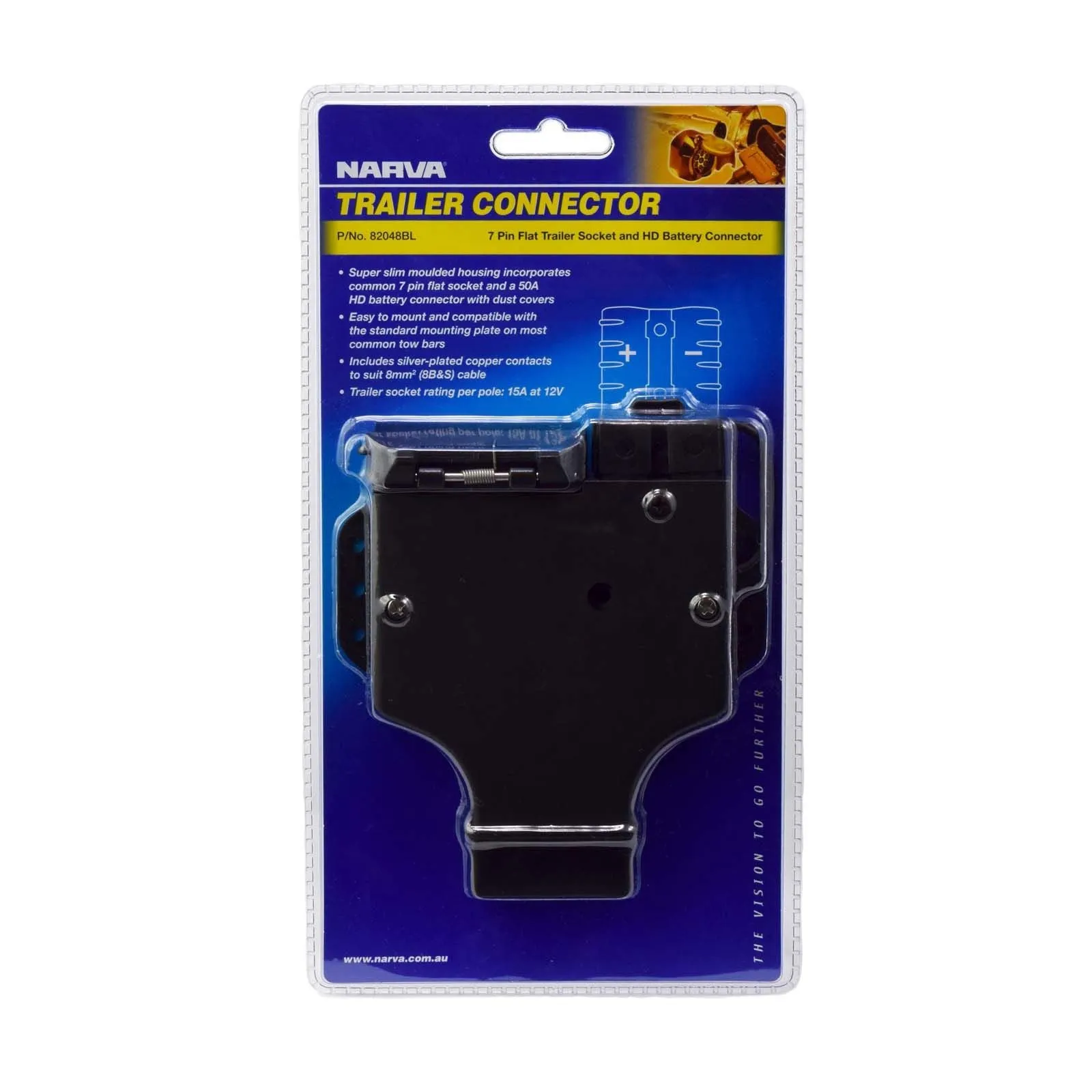 Narva 7 Pin Flat Trailer Socket With Heavy Duty Connector