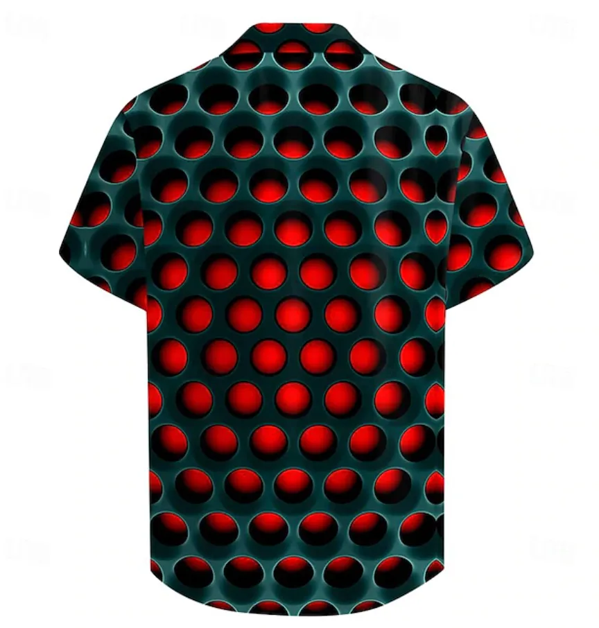 NEW Men's Polo Shirt Golf Shirt Optical Illusion Turndown Red Blue Purple Orange Green 3D Print Outdoor Street Short Sleeves Zipper Print Clothing Apparel Fashion Designer Casual Breathable, Sz L, Retails $73