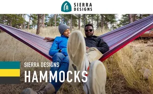 New Sierra Designs Double Lightweight Portable Hammock with Tree Straps for Backpacking and Camping, Stuff Sack Included