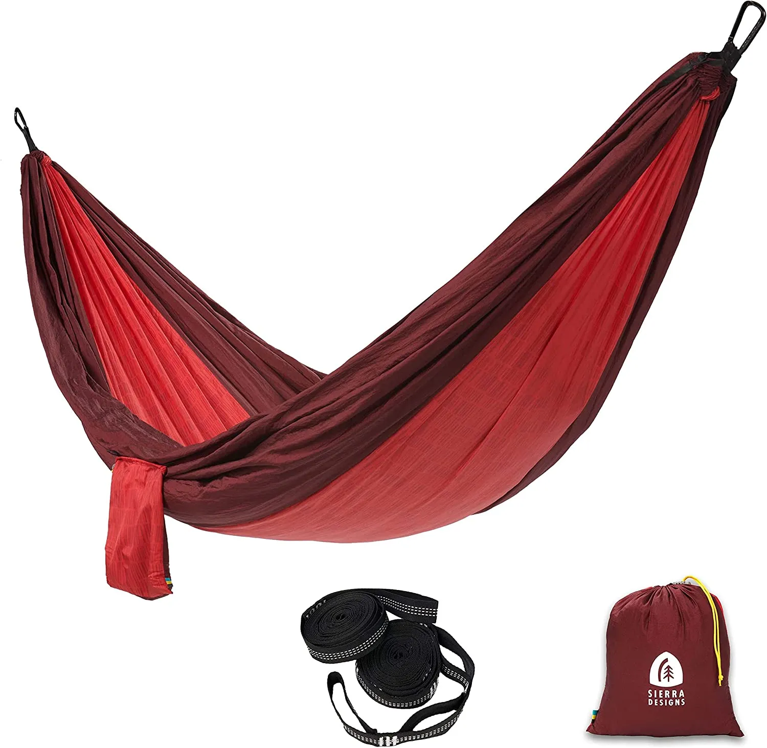 New Sierra Designs Double Lightweight Portable Hammock with Tree Straps for Backpacking and Camping, Stuff Sack Included