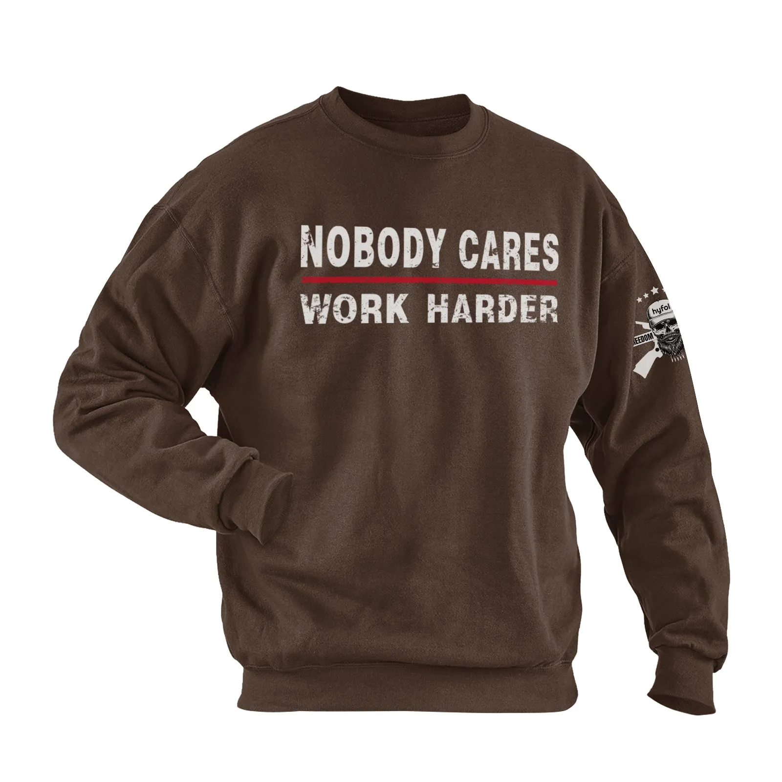 NOBODY CARES WORK HARDER COTTON GRAPHIC SWEATSHIRT