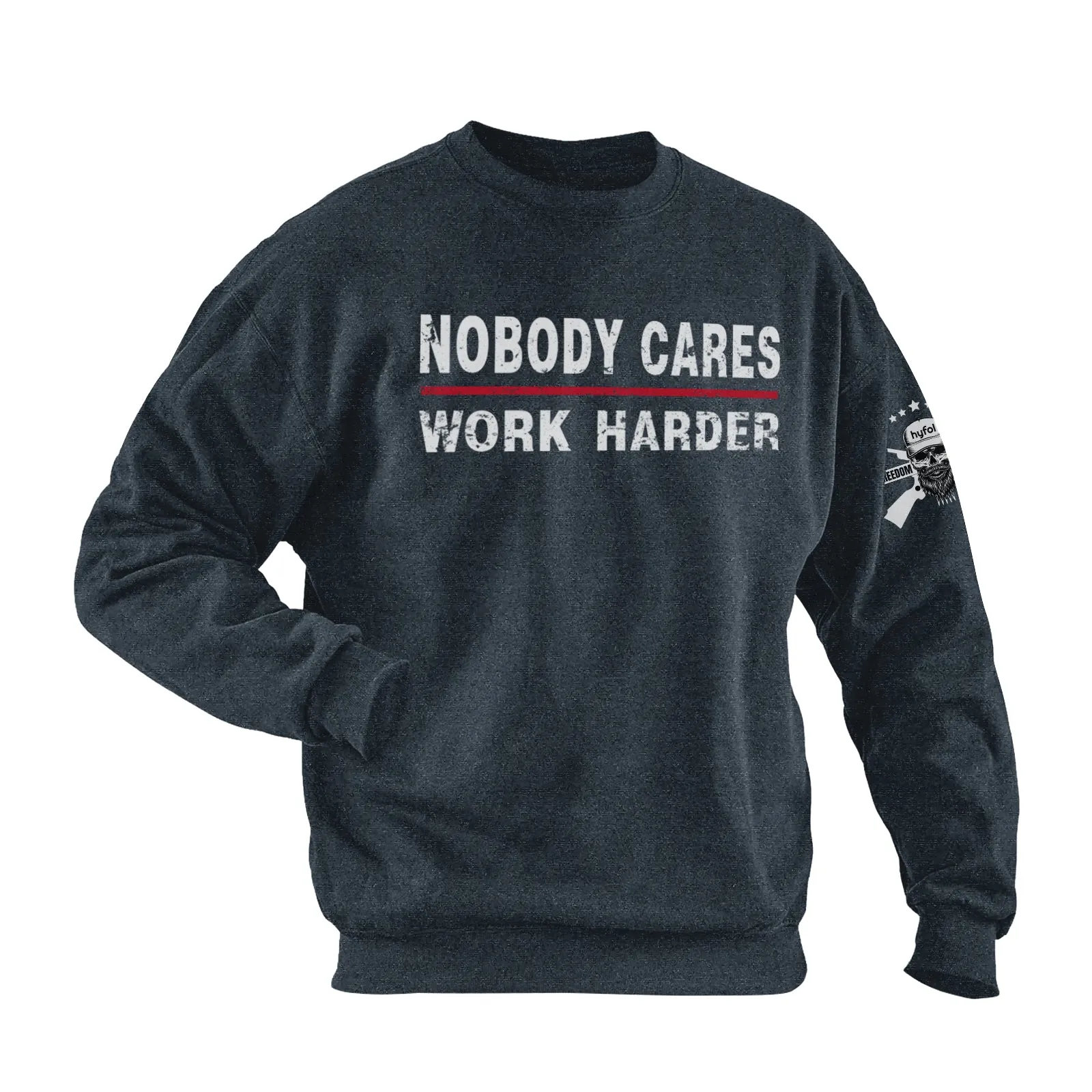 NOBODY CARES WORK HARDER COTTON GRAPHIC SWEATSHIRT