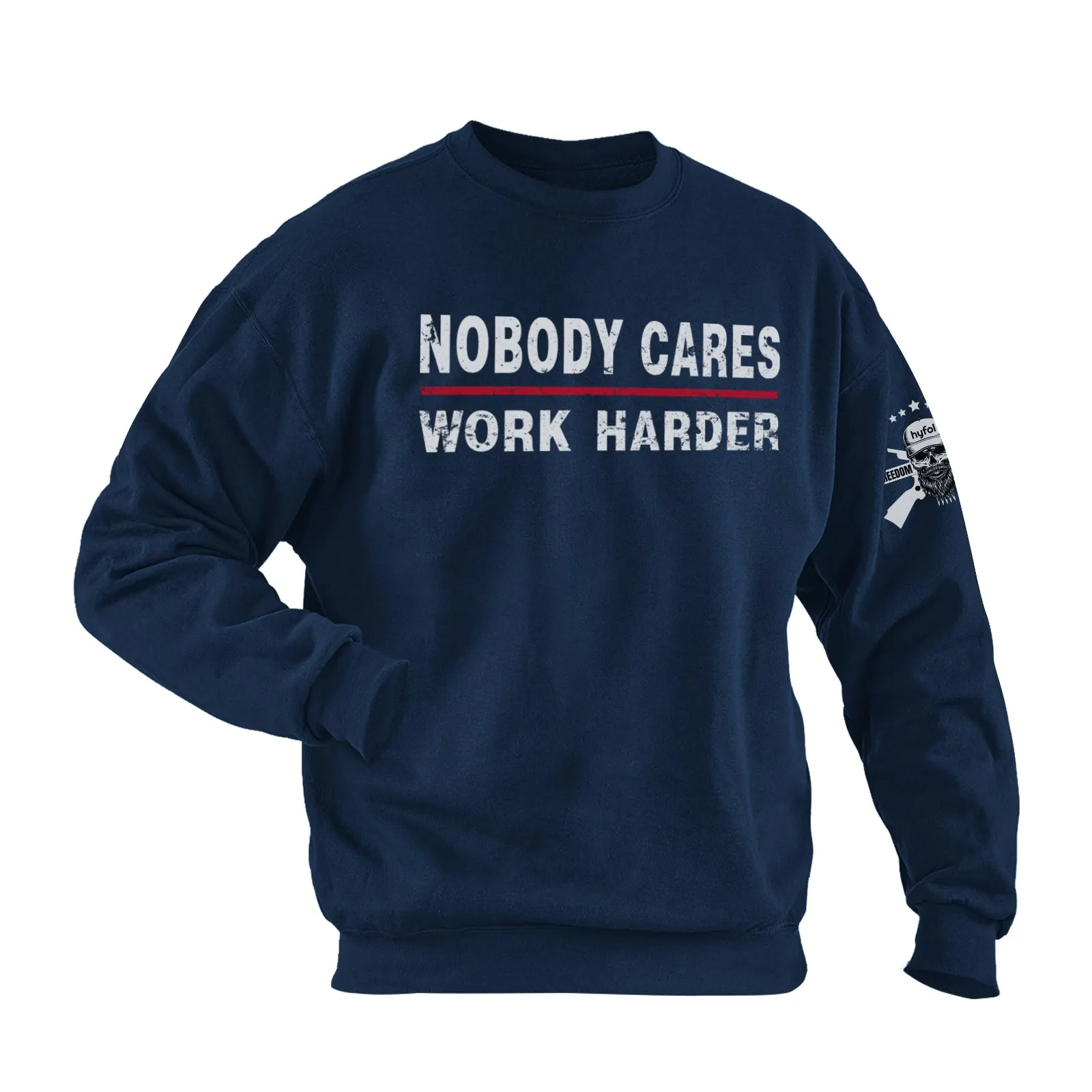 NOBODY CARES WORK HARDER COTTON GRAPHIC SWEATSHIRT