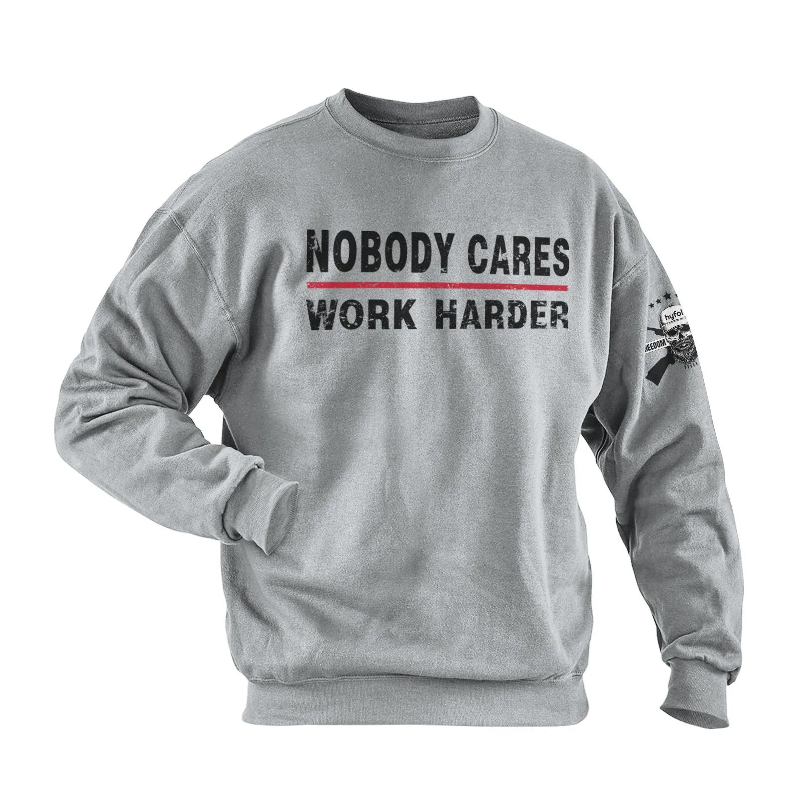 NOBODY CARES WORK HARDER COTTON GRAPHIC SWEATSHIRT