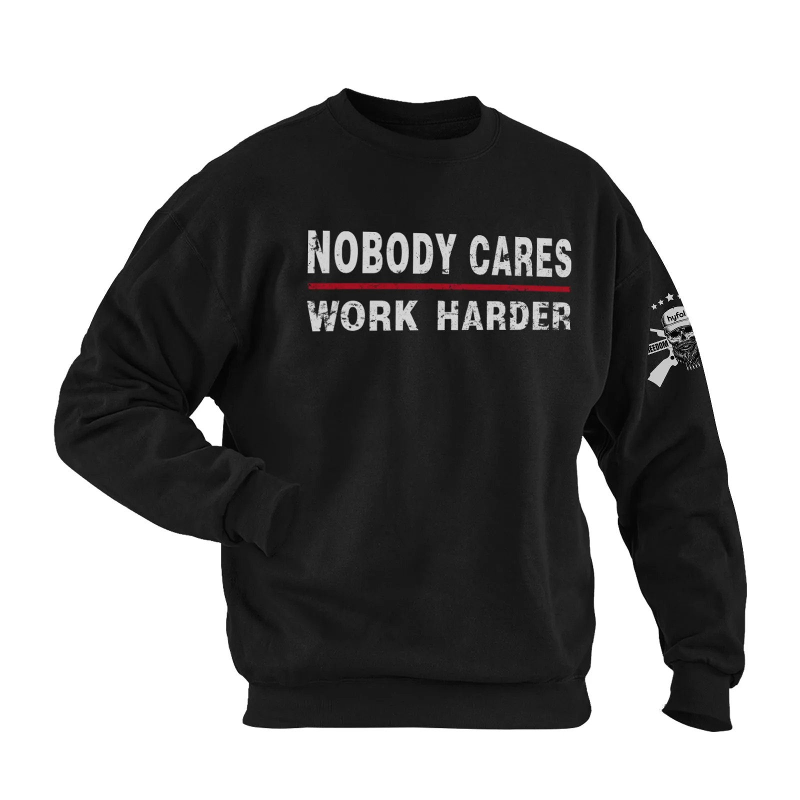 NOBODY CARES WORK HARDER COTTON GRAPHIC SWEATSHIRT
