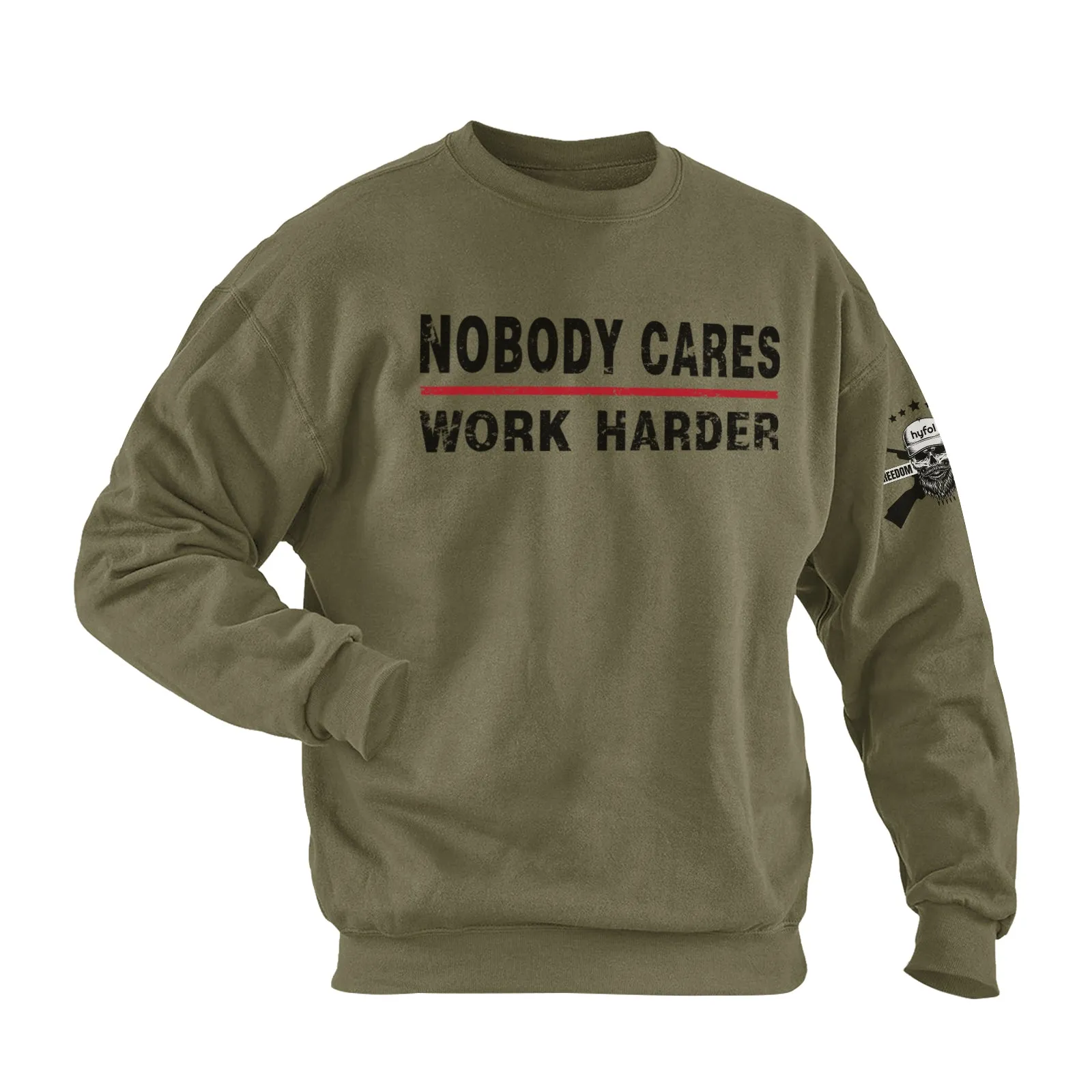 NOBODY CARES WORK HARDER COTTON GRAPHIC SWEATSHIRT