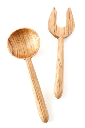 OLIVE WOOD BIDENT SALAD SERVING SET (KENYA)