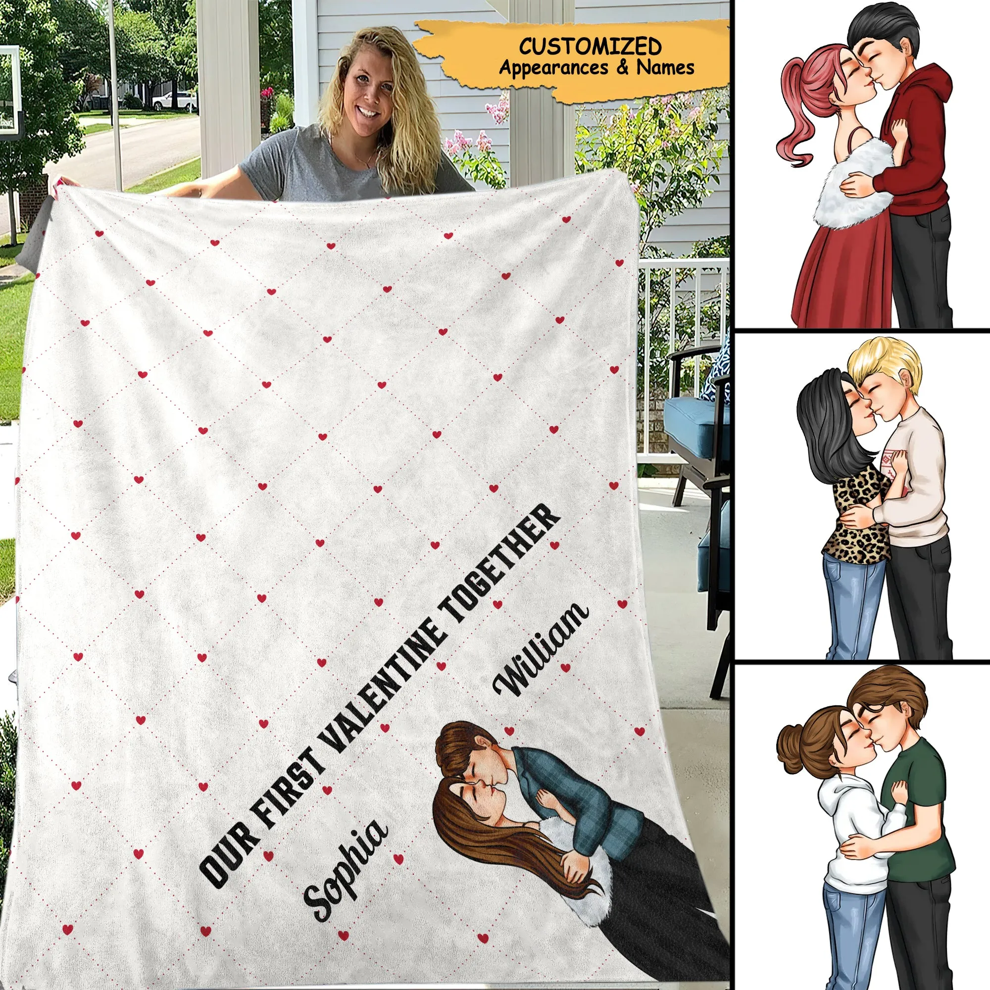 Our First Valentines Together - Personalized Blanket - Anniversary, Birthday, Loving Gift For Partner, Spouse, Husband, Wife, Boyfriend, Girlfriend