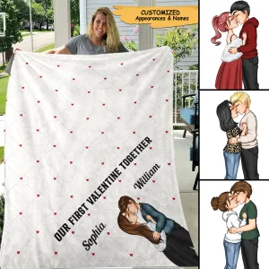 Our First Valentines Together - Personalized Blanket - Anniversary, Birthday, Loving Gift For Partner, Spouse, Husband, Wife, Boyfriend, Girlfriend