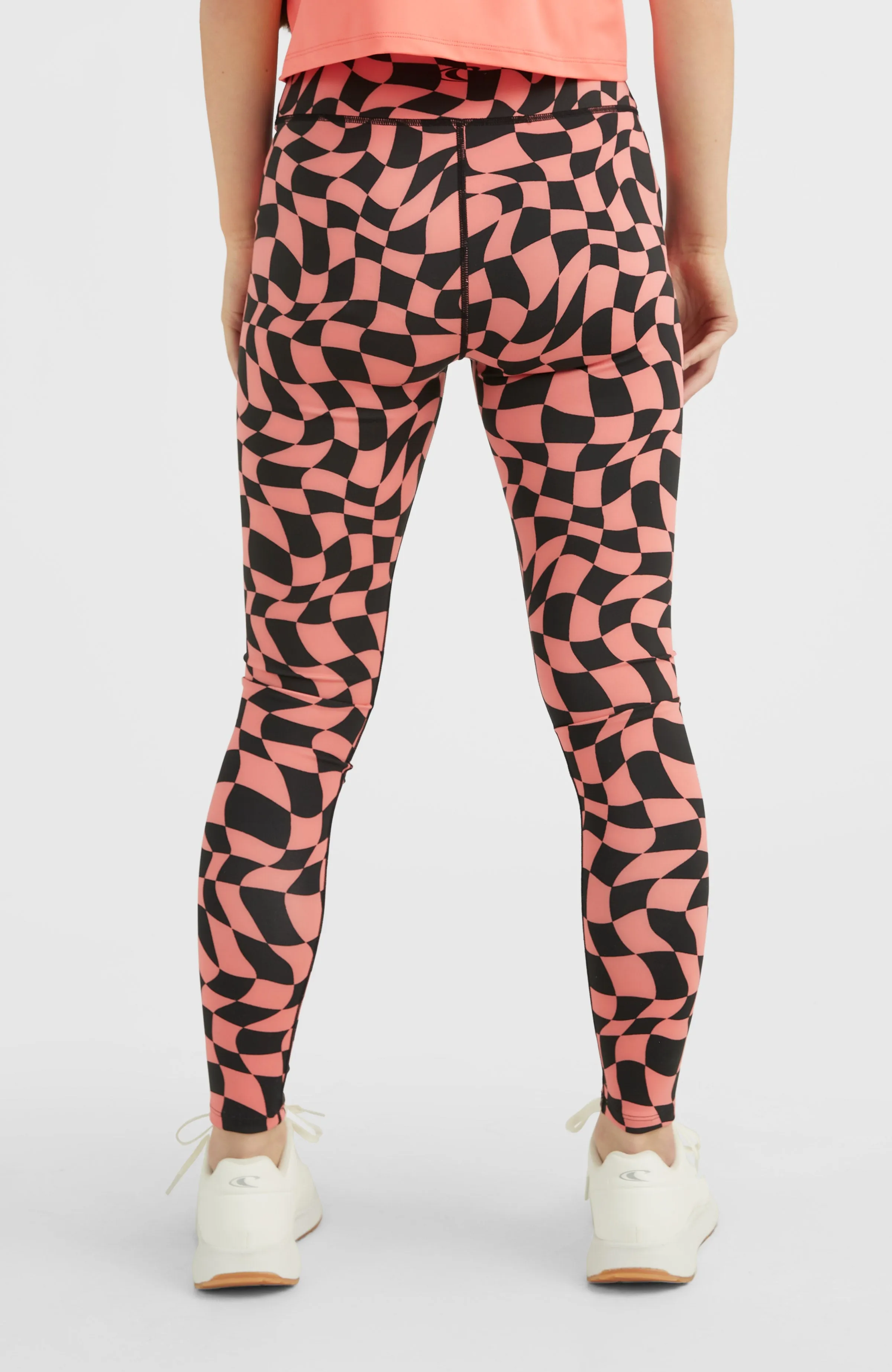 Outdoor Active High-Waist Leggings | Pink Checkboard