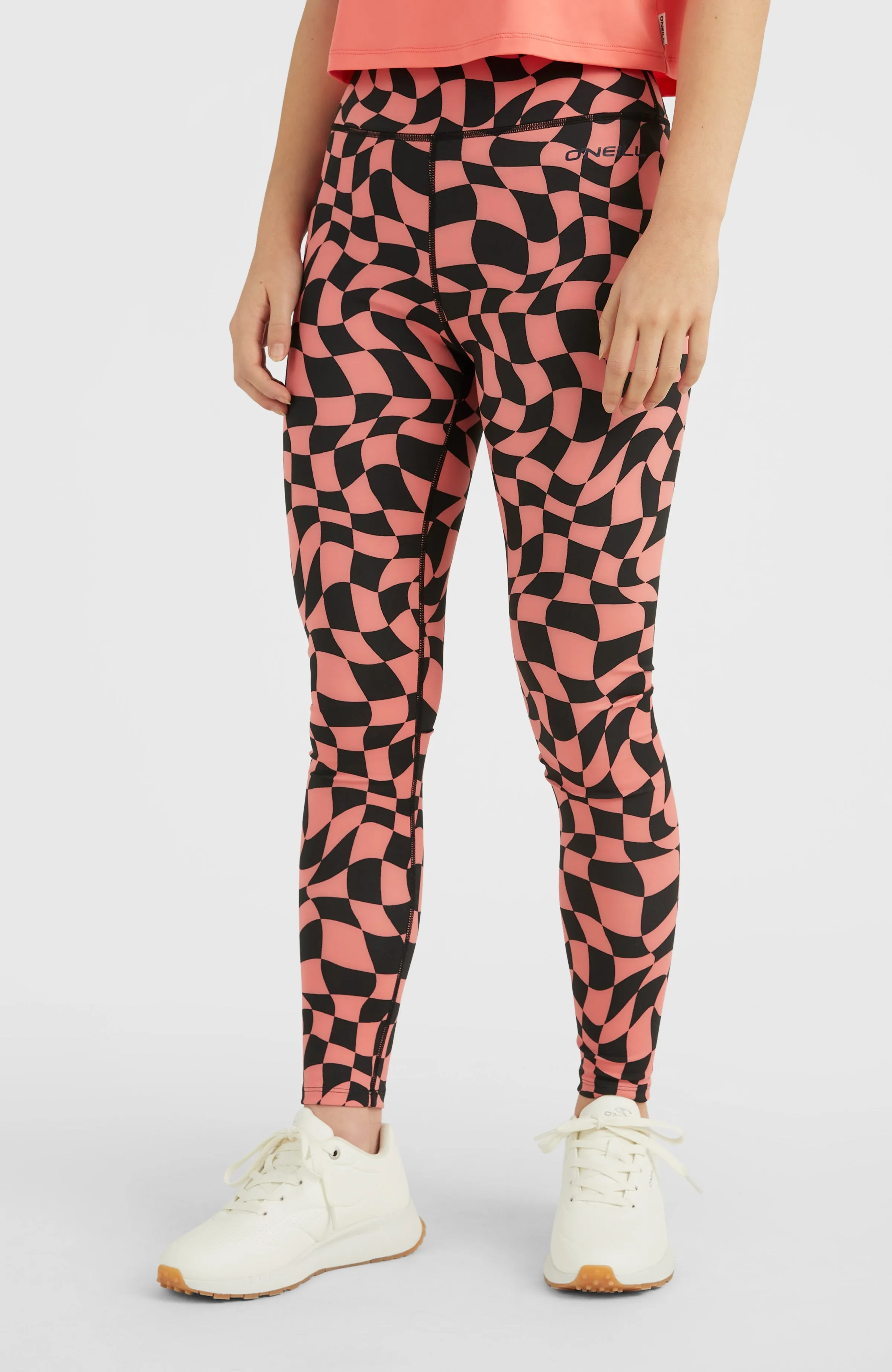 Outdoor Active High-Waist Leggings | Pink Checkboard