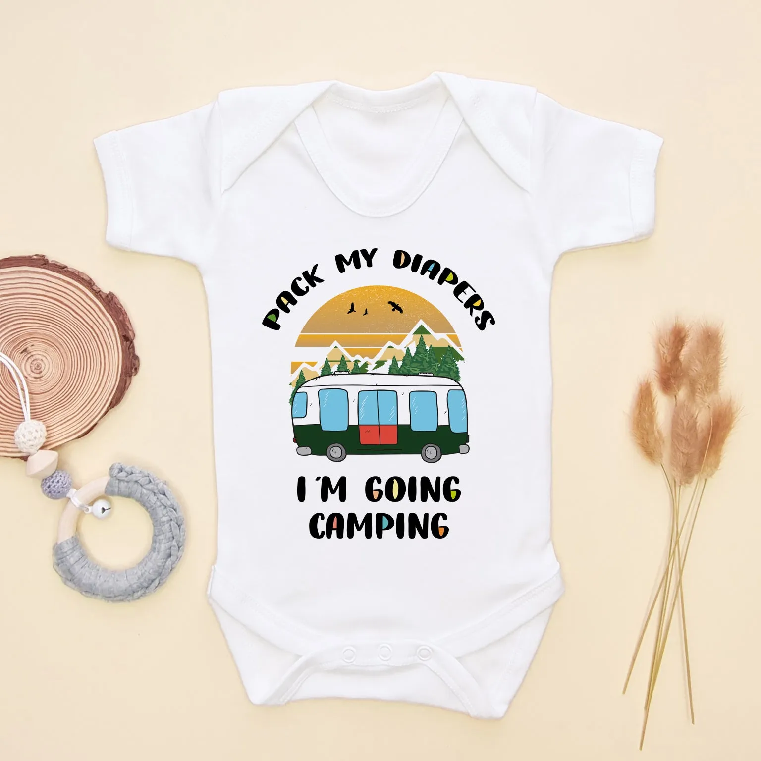Pack My Diapers I'm Going Camping Baby Bodysuit