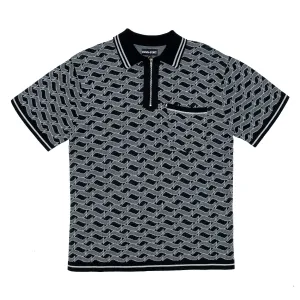 Passport Stacked Tilde Polo SS Knit 'Black'