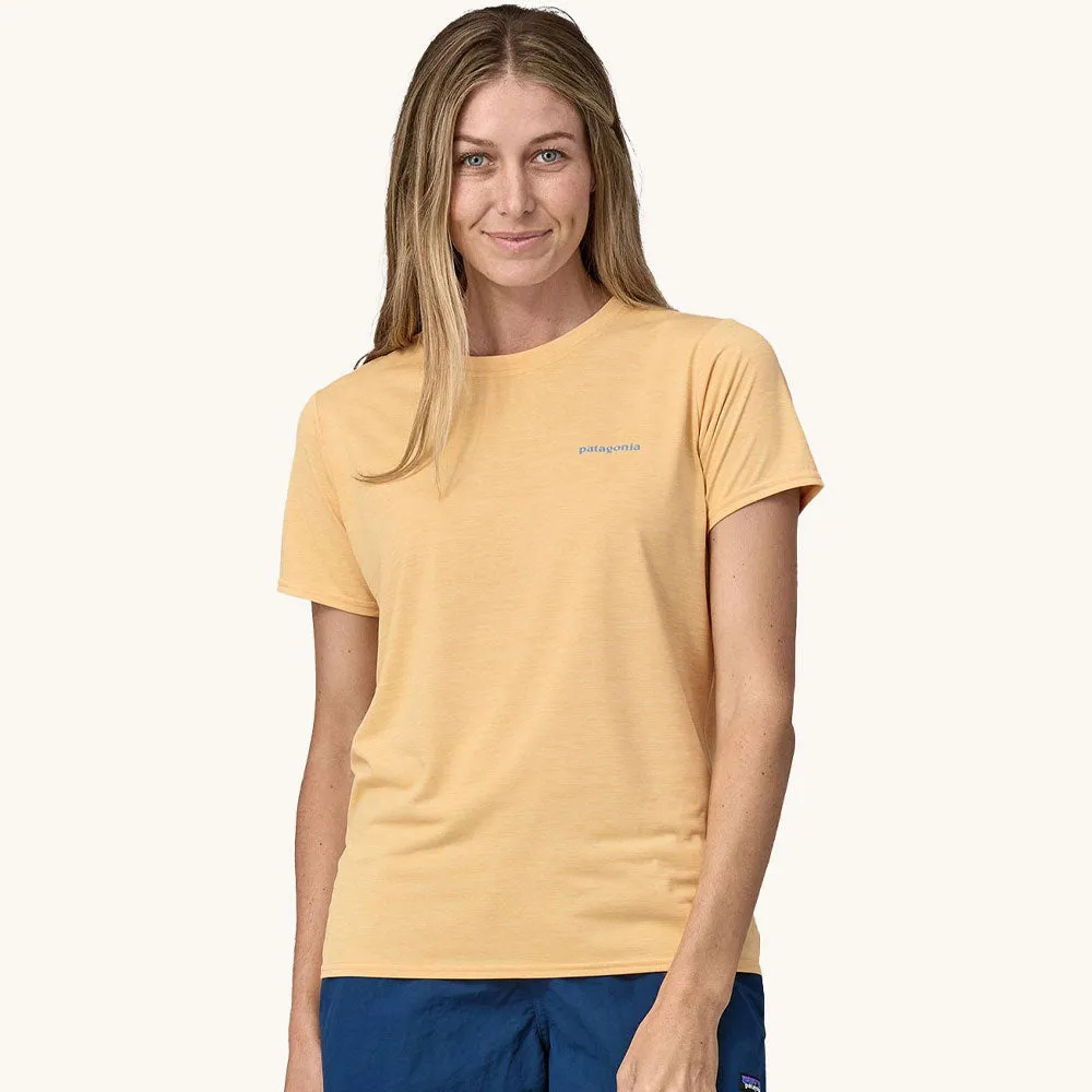 Patagonia Cap Cool T-Shirt  - Boardshort Logo: Sandy Melon X-Dye