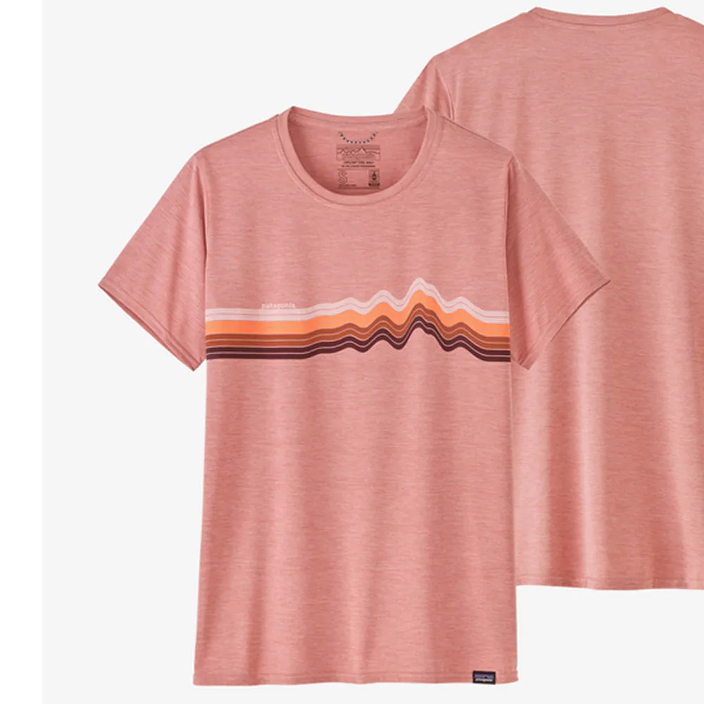 Patagonia Womens Cap Cool Graphic Shirt Ridge Rise Stripe:Sunfade