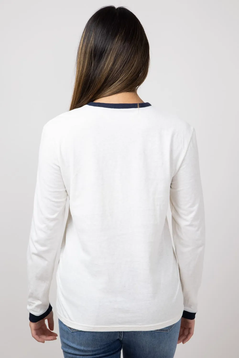 Patagonia Women’s Long Sleeve 73 Logo Responsibili-Tee in Birch White | 37787-BCW