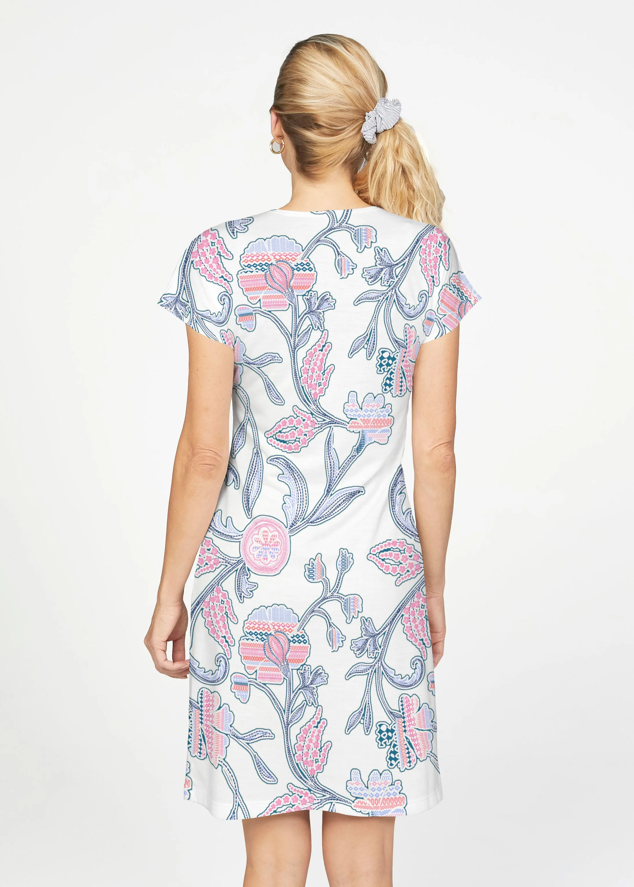 Patterns at Play Pink (7839) ~ French Terry Short Sleeve Crew Dress