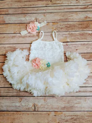 Peach Mint And Ivory Tutu Dress And Headband Set