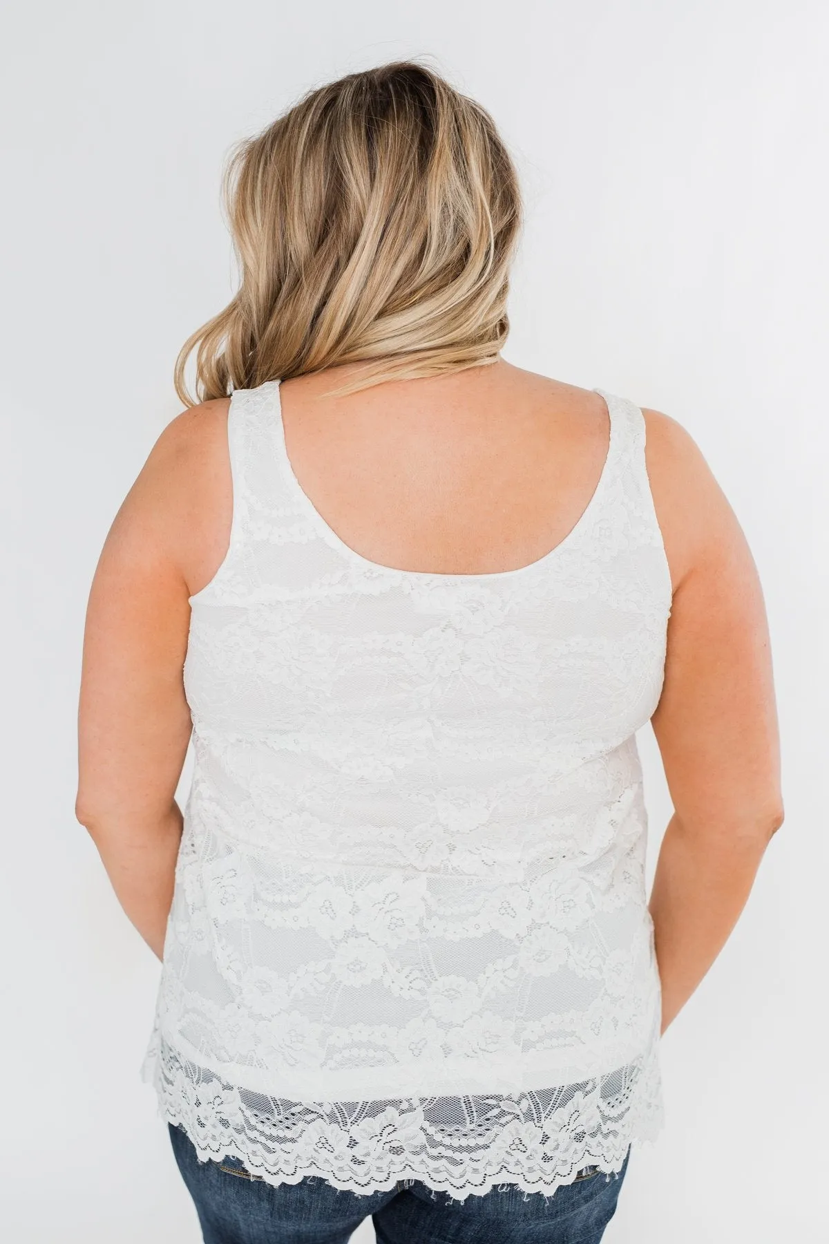 Perfect Moments Lace Tank Top- White