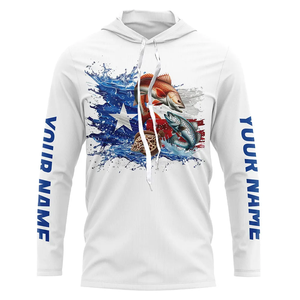 Personalized Texas Slam Redfish, Trout, Flounder Long Sleeve Fishing Shirts, Texas Fishing Jerseys IPHW7053