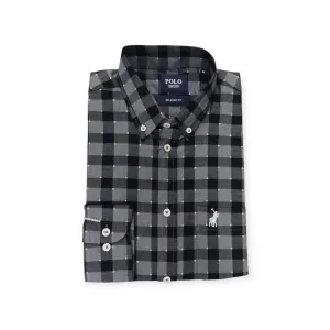 Polo Men's Long Sleeve Bold Check Weekender Charcoal