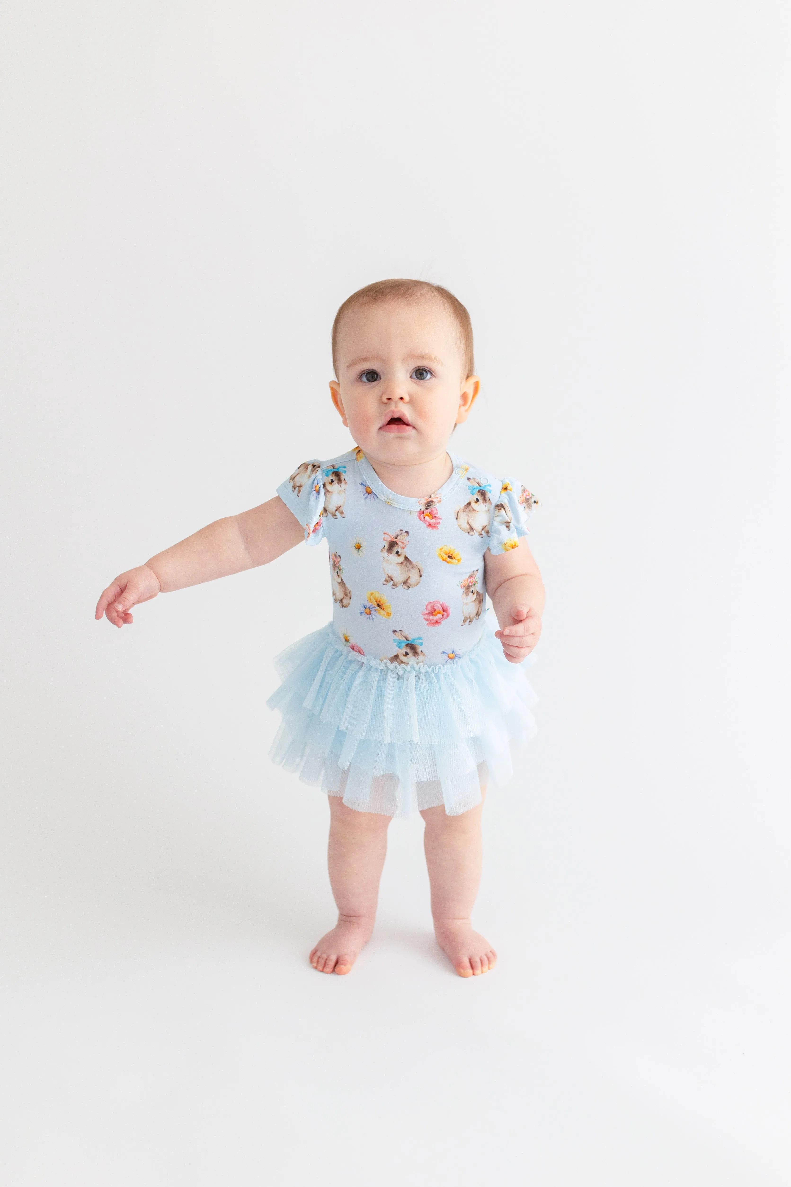 Posh Peanut- Tinsley Jane Ruffled Capsleeve Tulle Skirt Bodysuit