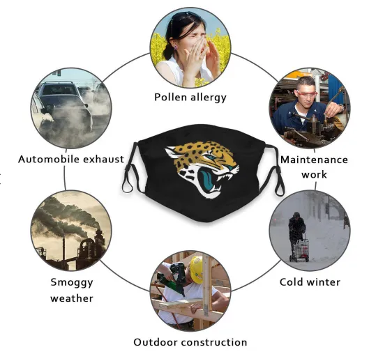 Print Football Personalized Dust Jacksonville Jaguars Face Mask With Filters PM 2.5