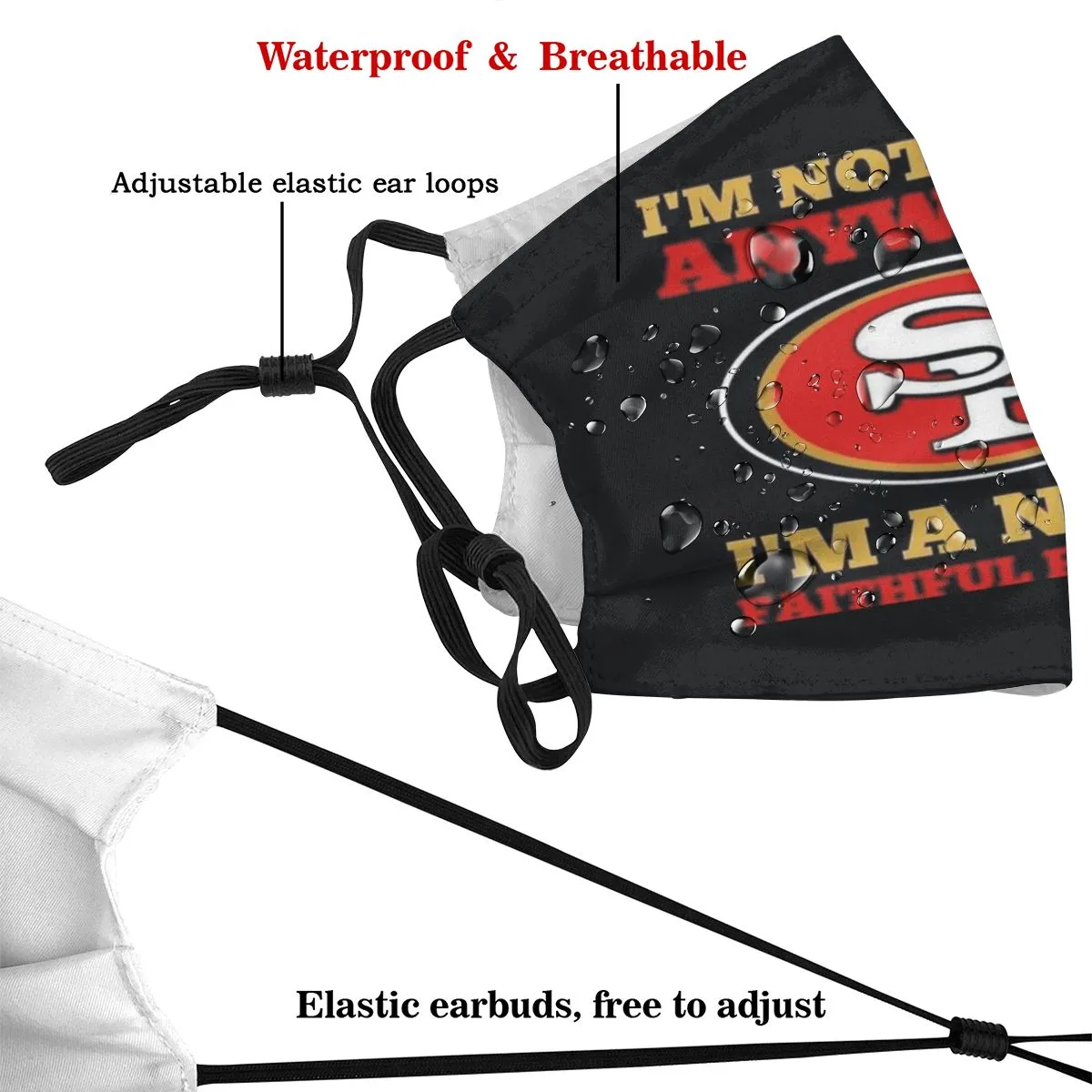 Print Football Personalized Red San Francisco 49ers Face Mask With Filters 2.5 PM