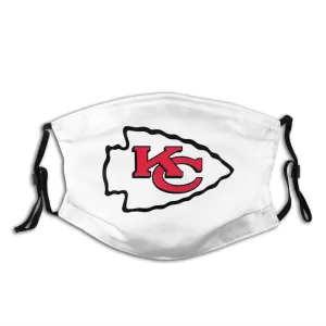 Print White Football Personalized Kansas City Chiefs Adult Dust Mask With Filters PM 2.5
