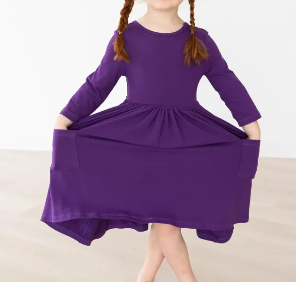 Purple Pocket Twirl Dress