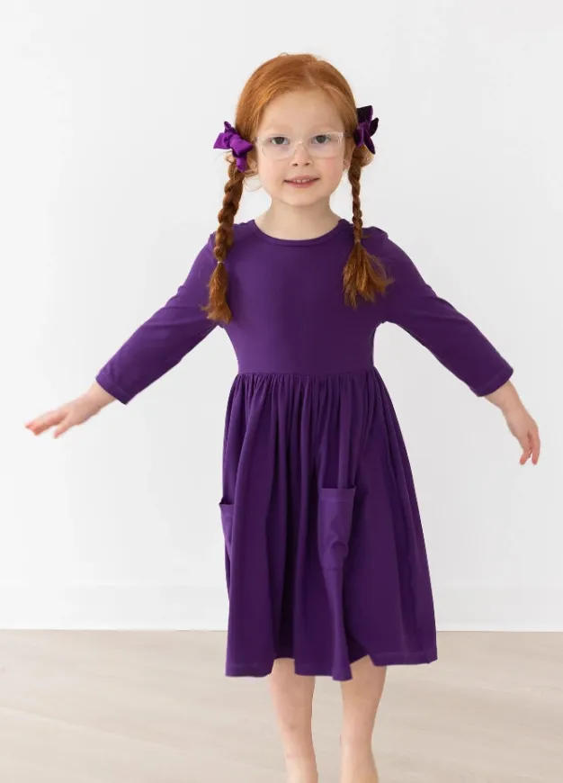 Purple Pocket Twirl Dress
