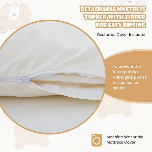 Queen/King/Twin/Full Futon Mattress Floor Sleeping Pad with Washable Cover Beige