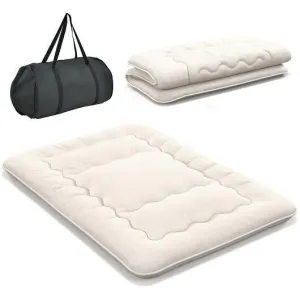 Queen/King/Twin/Full Futon Mattress Floor Sleeping Pad with Washable Cover Beige