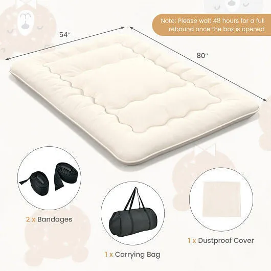 Queen/King/Twin/Full Futon Mattress Floor Sleeping Pad with Washable Cover Beige