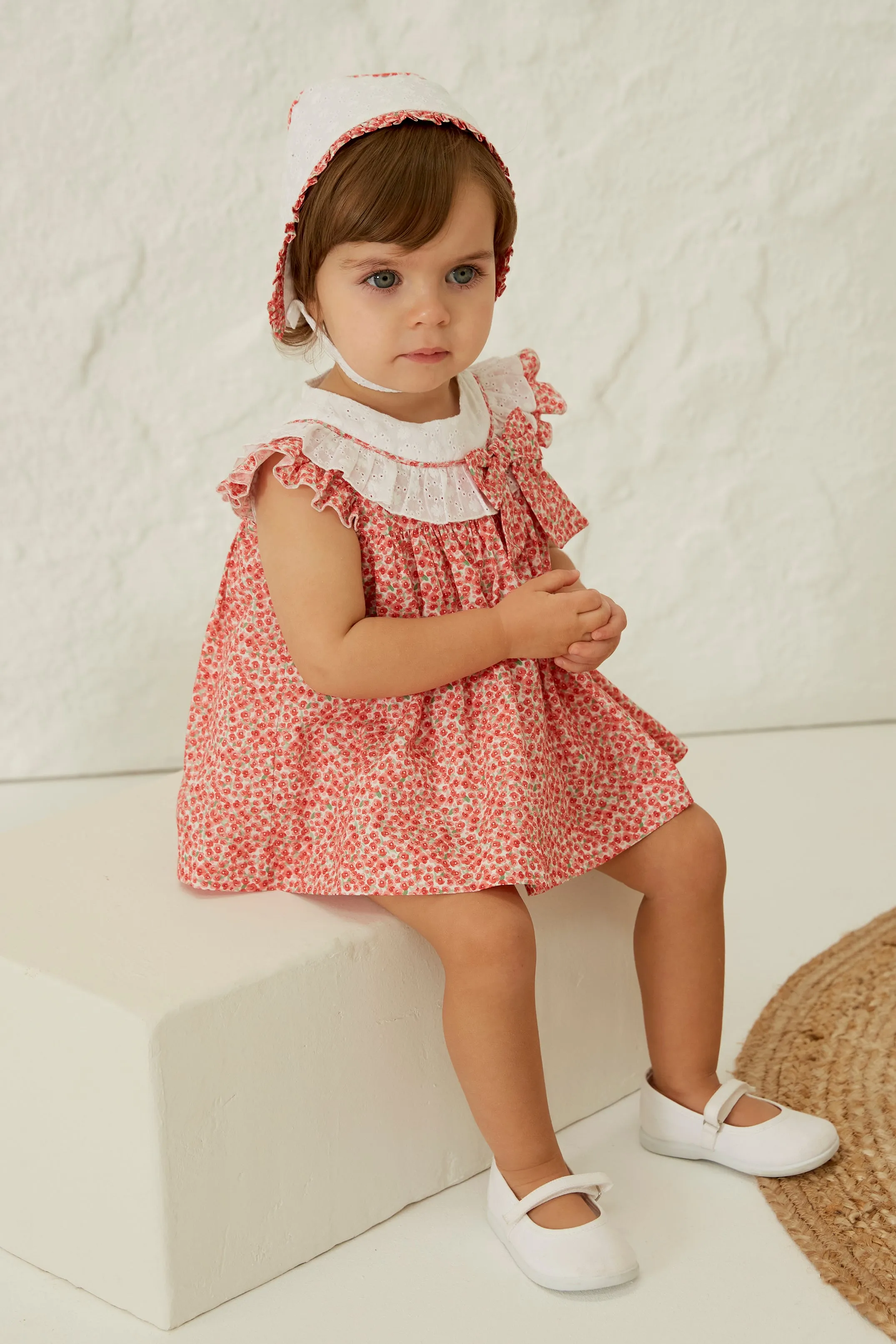 "Dahlia" Red Floral Dress & Bloomers
