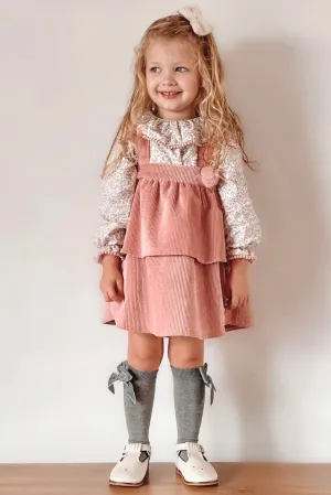"Daisy" Dusky Pink Floral Blouse & Cord Dress