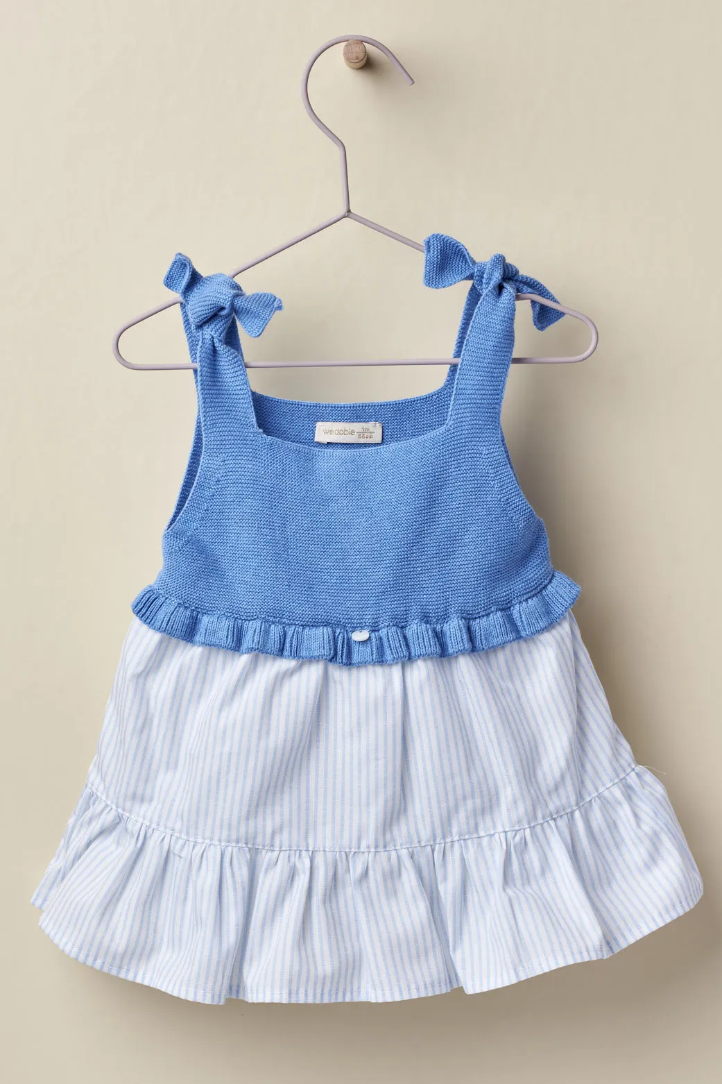 "Dolores" Royal Blue Half Knit Striped Dress