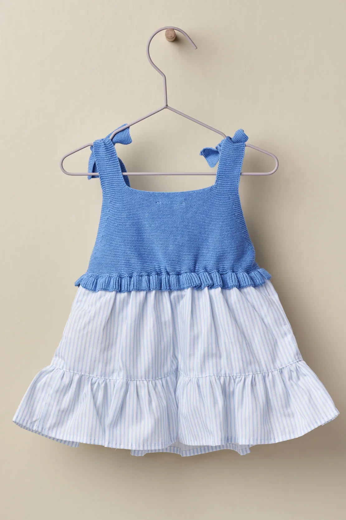 "Dolores" Royal Blue Half Knit Striped Dress