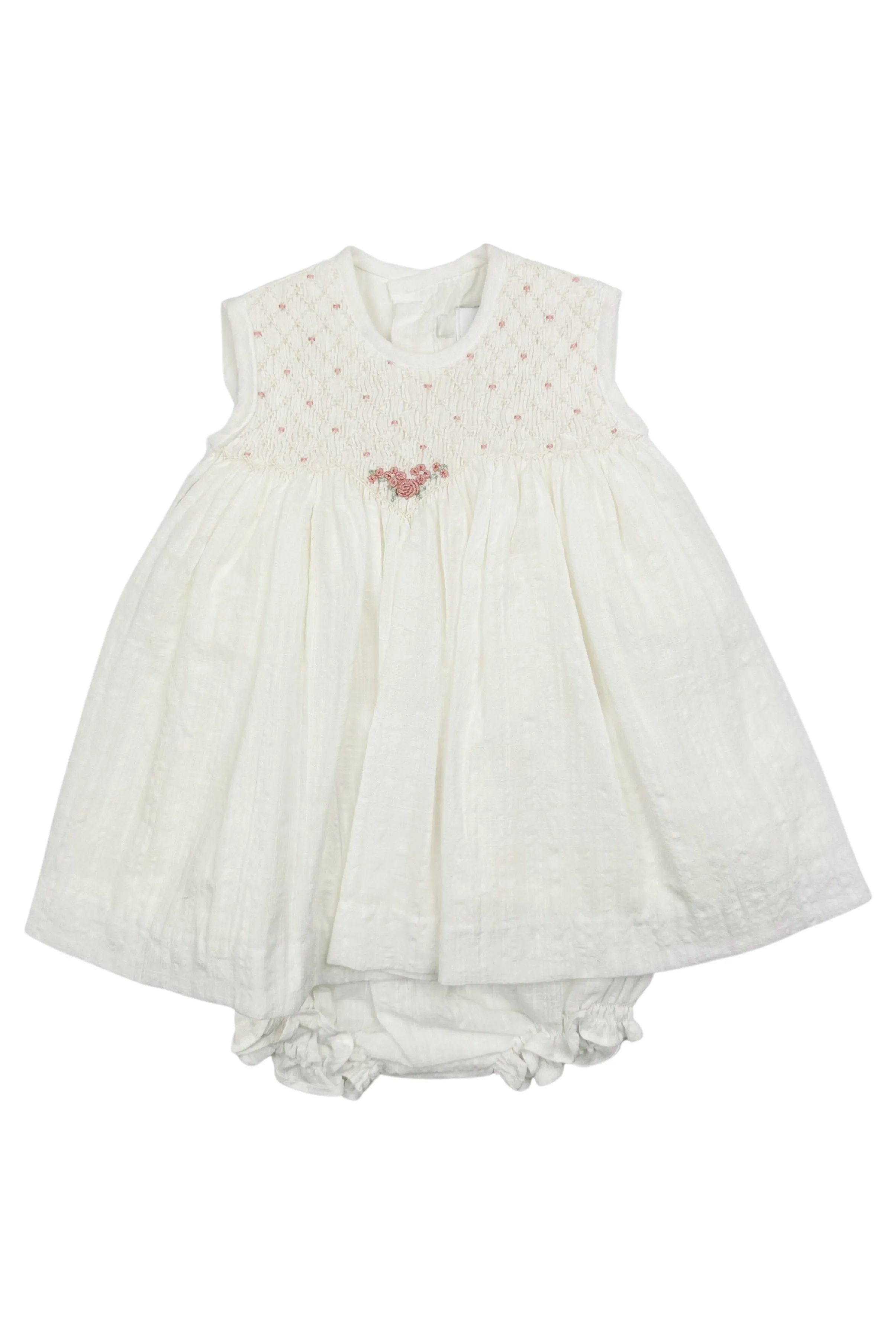 "Everley" Ivory Smocked Dress & Bloomers
