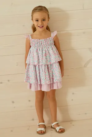 "Everly" Orchid Purple Floral Dress