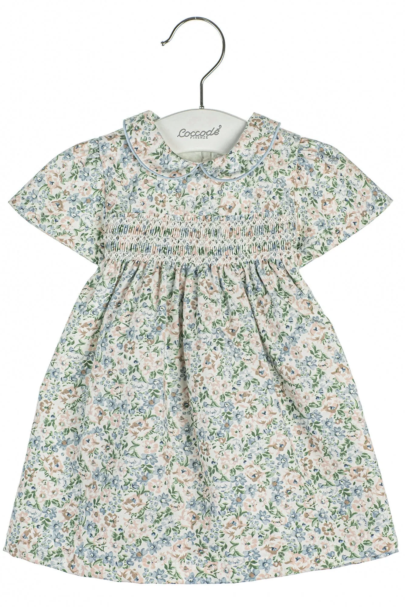 "Neesha" Blue Floral Smocked Dress