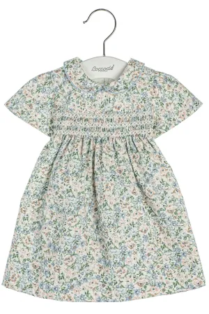 "Neesha" Blue Floral Smocked Dress