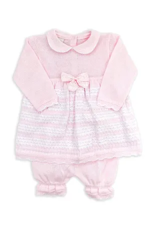 "Paula" Pink Knitted Dress & Bloomers