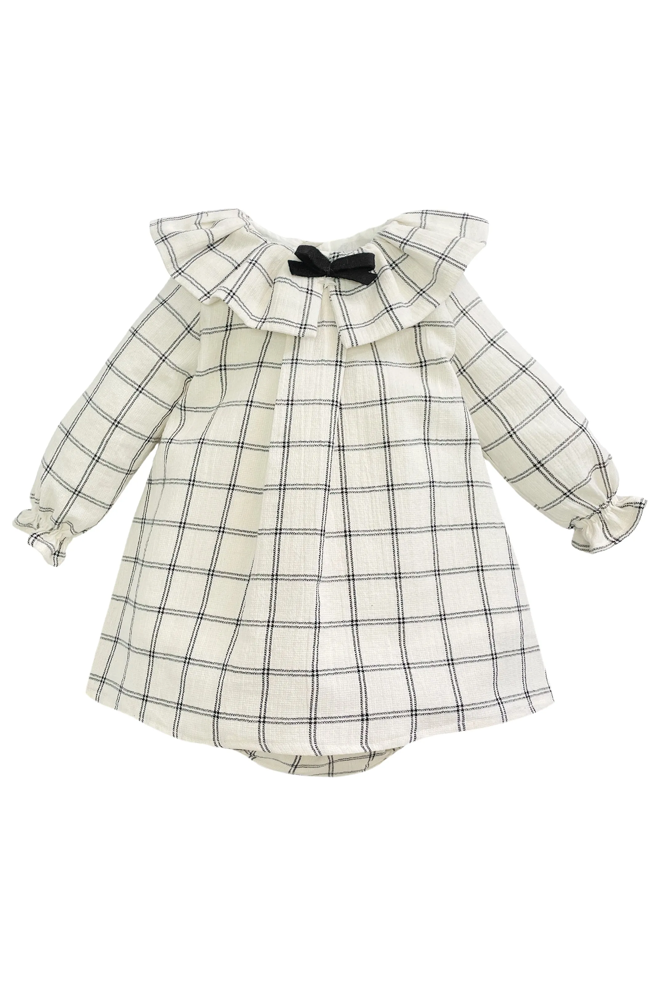 "Sabrina" Ecru & Black Checked Dress & Bloomers
