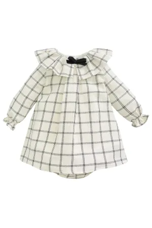 "Sabrina" Ecru & Black Checked Dress & Bloomers