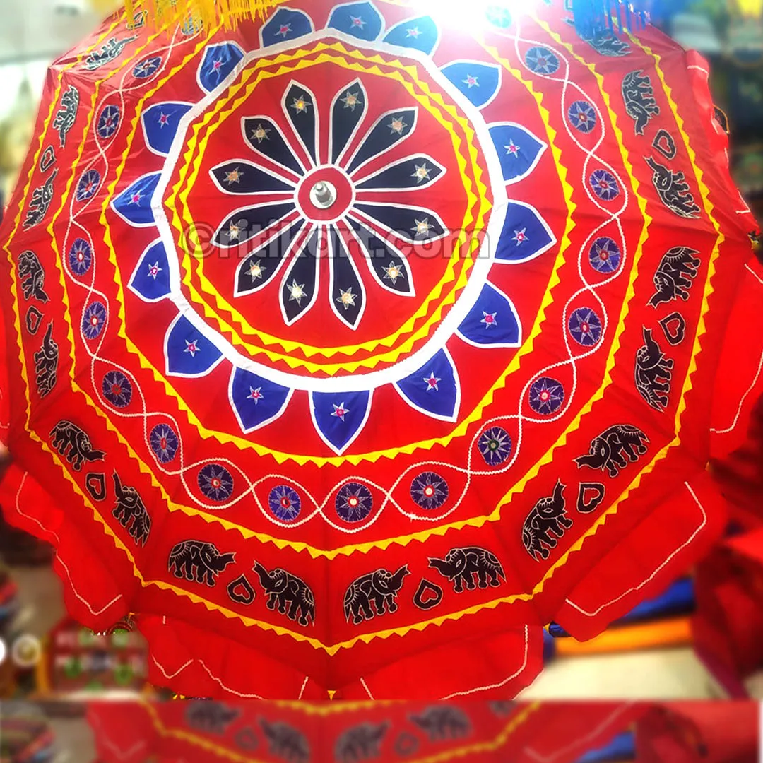 Red, Blue & Black Garden Umbrella - 8 Feet.
