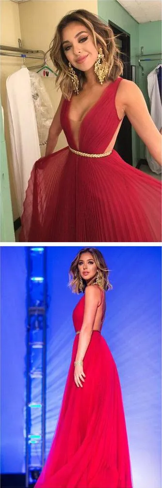 Red Chiffon A-line Hot pink Prom Dresses, Evening Dresses, Formal Dresses, MP352