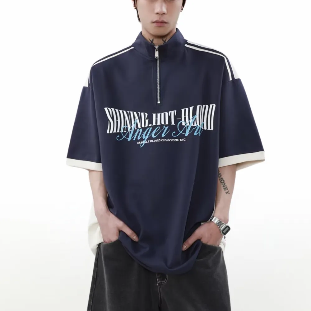 Retro Outdoor Stand Collar POLO Shirt